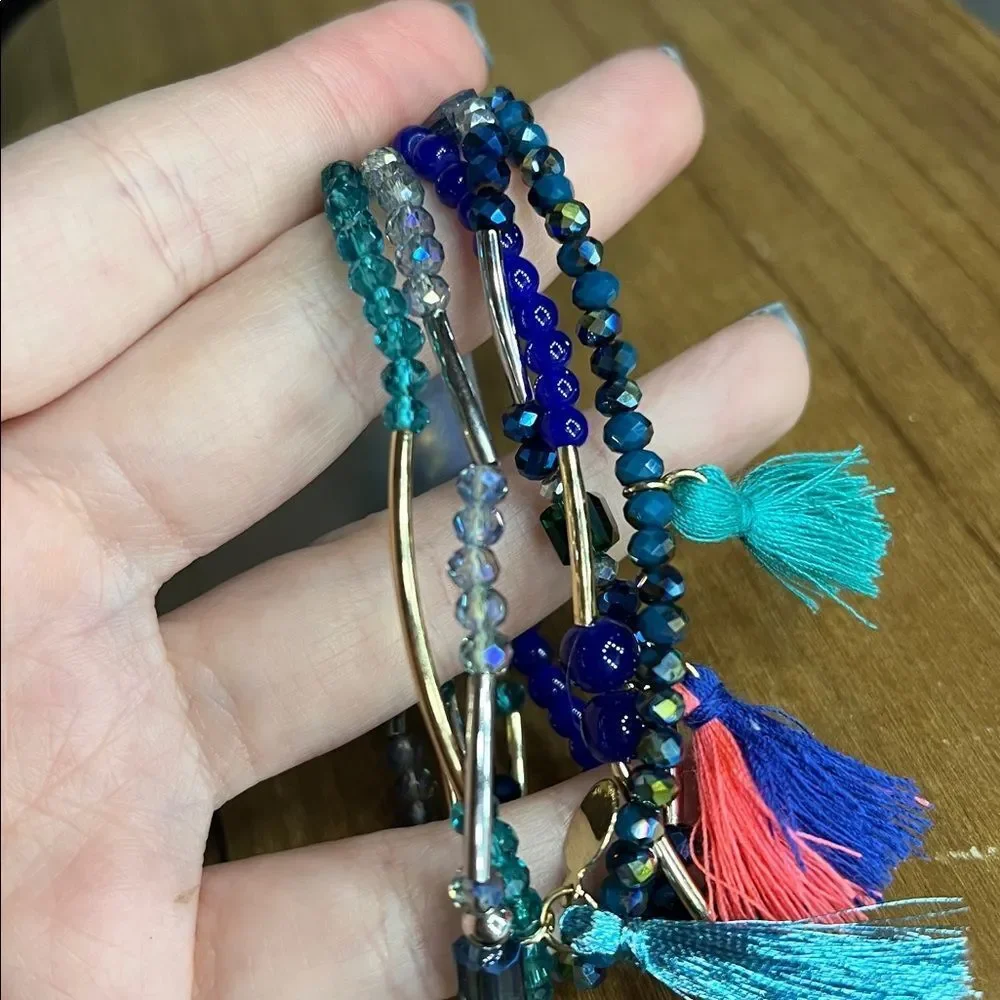 NWT Blue Stoned bangle bracelet set
